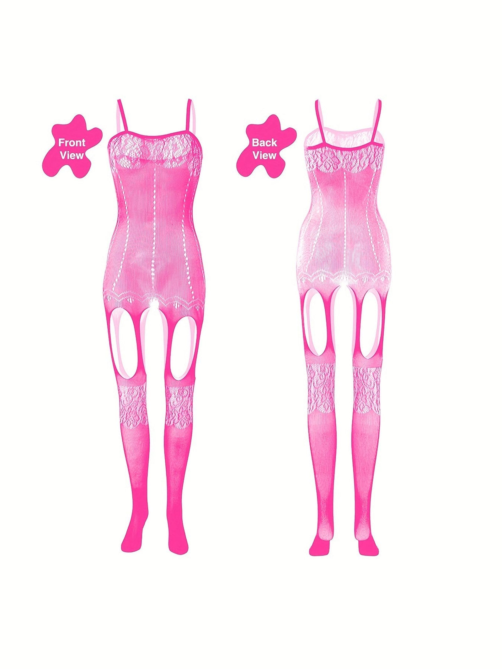 4-Pack Fishnet Bodystocking Set with Jacquard Design & Open Crotch