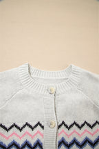 Pink Stripe Geometric Cardigan For Stylish Wear