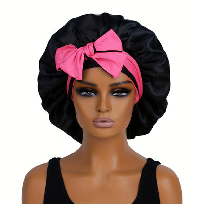 Double Layered Satin Sleep Bonnet With Bow