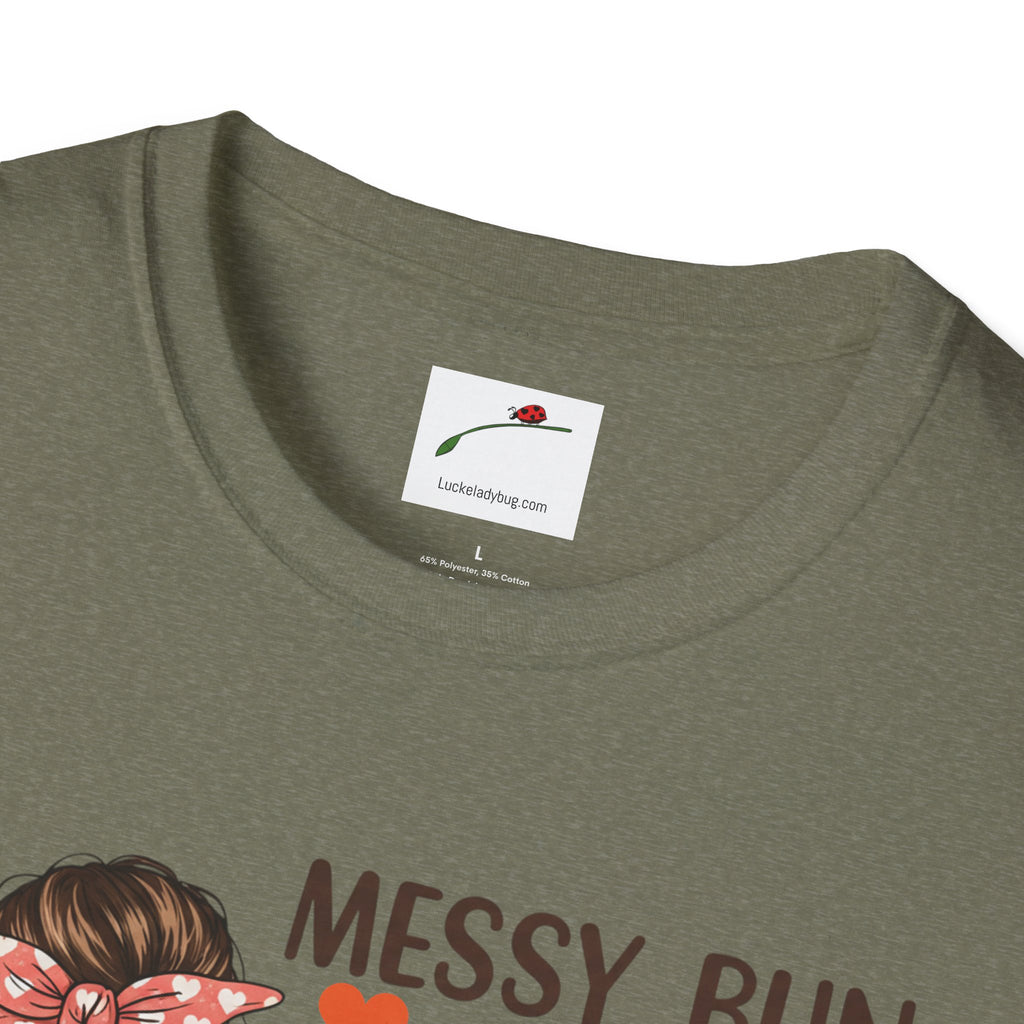 Coffee Mom Graphic Tee Messy Bun Design