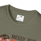 Coffee Mom Graphic Tee Messy Bun Design