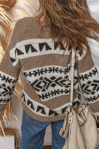 Ethnic Geometric Cardigan Sweater