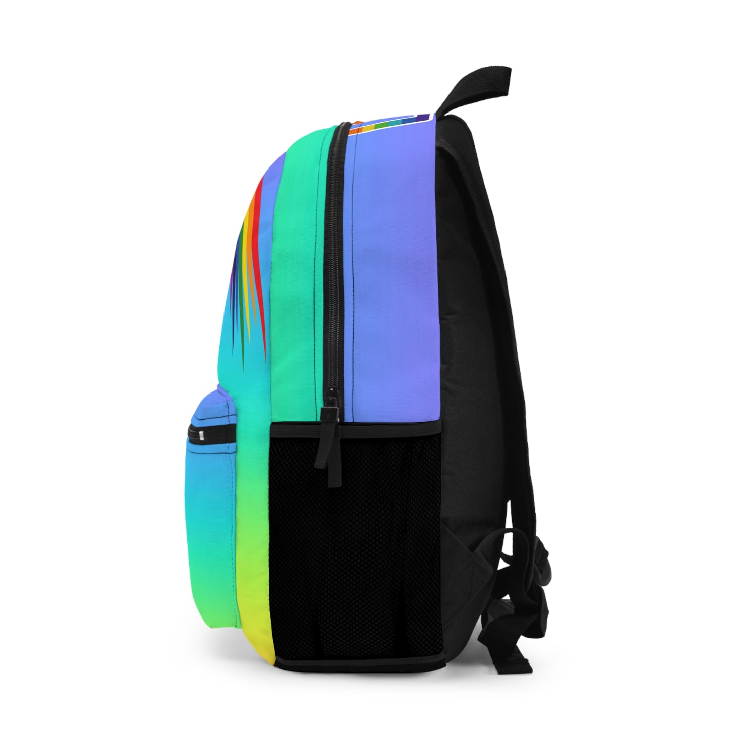 LuckeLadybug custom rainbow backpack featuring vibrant colors and spacious design for daily use