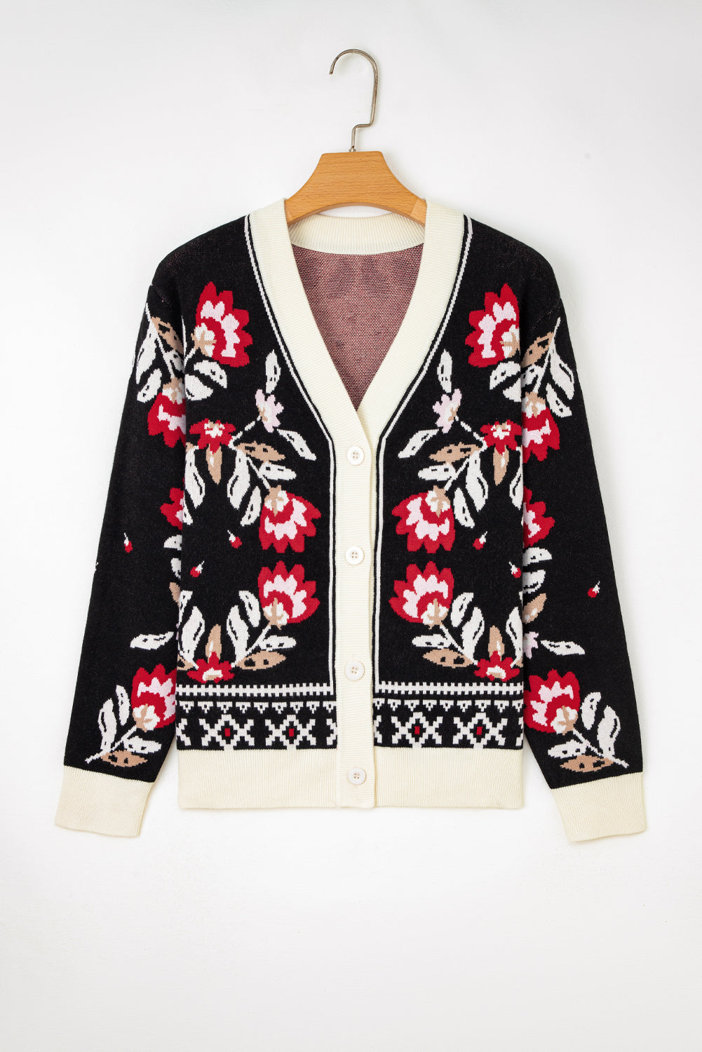 Dear-Lover Beige Floral Knit Cardigan For Chic Style