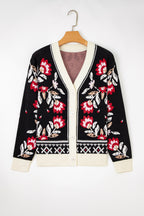 Dear-Lover Beige Floral Knit Cardigan For Chic Style