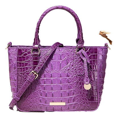 Crocodile Pattern Satchel Handbag Pink