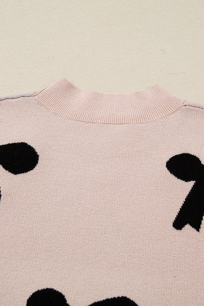 Pearl Embellished Bow Sweater For Chic Style