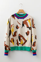 Apricot Animal Print Knit Sweater