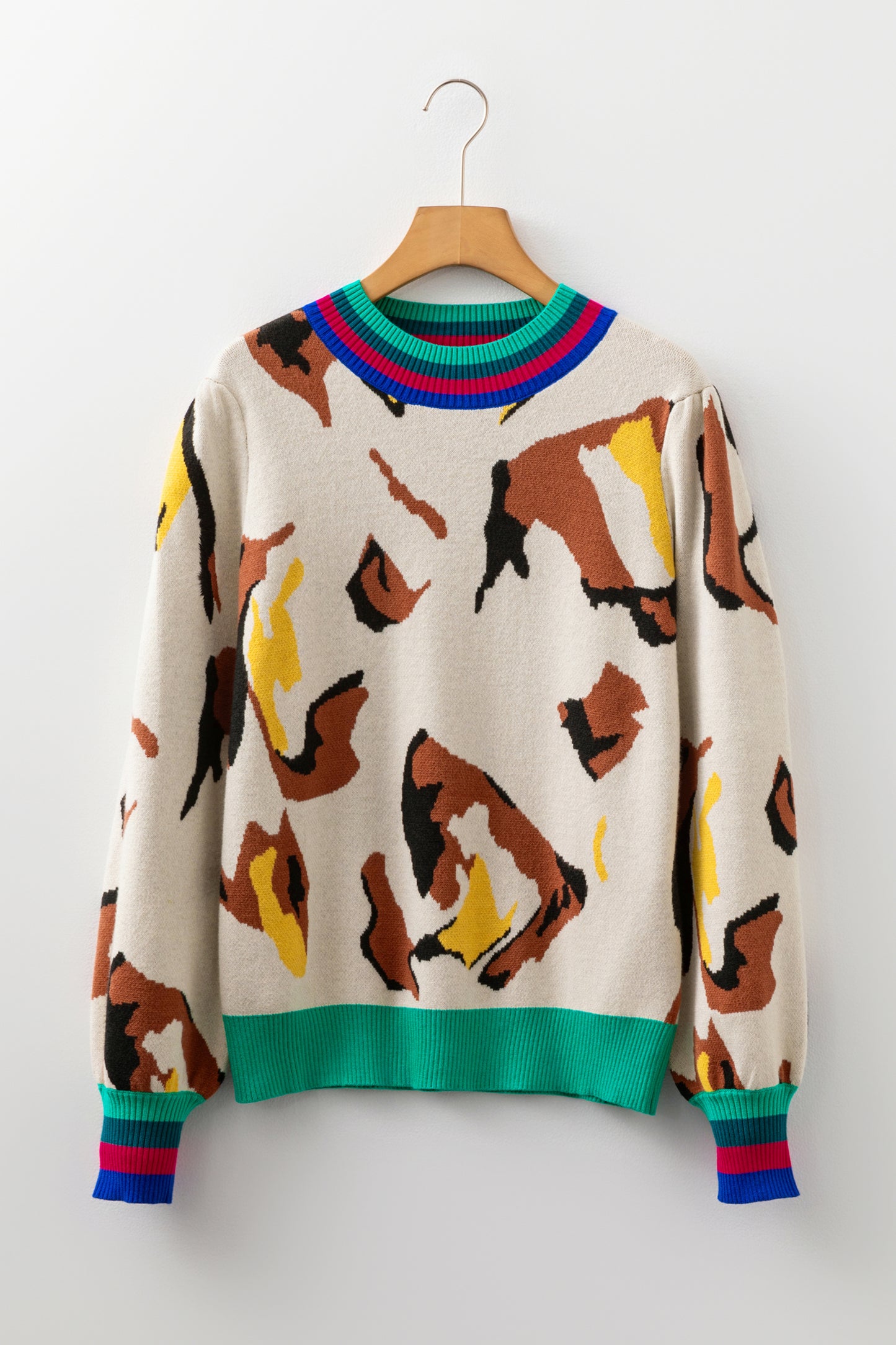 Apricot Animal Print Knit Sweater