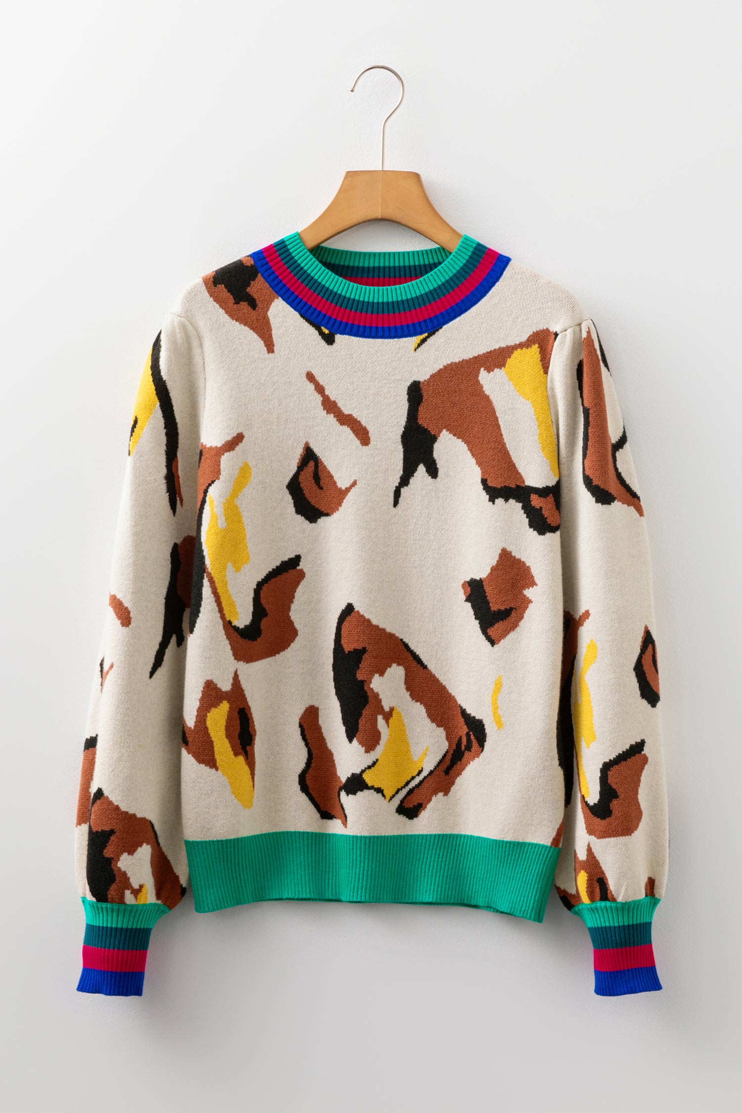 Apricot Animal Print Knit Sweater