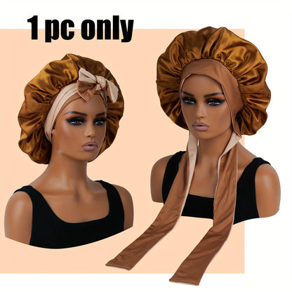 Double Layered Satin Sleep Bonnet With Bow