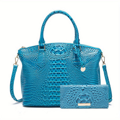 Crocodile Embossed Womens Handbag Chic Satchel
