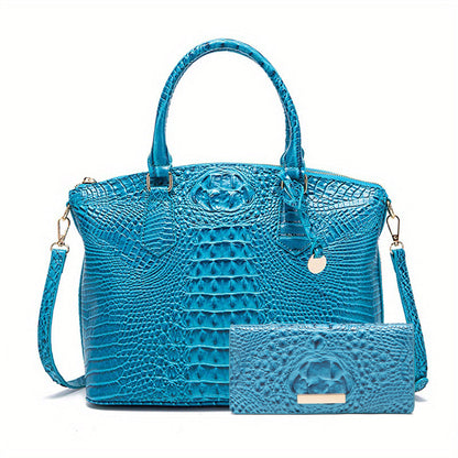 Crocodile Embossed Womens Handbag Chic Satchel