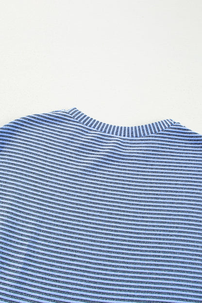 Sky Blue Stripe Patchwork Mini Dress Casual