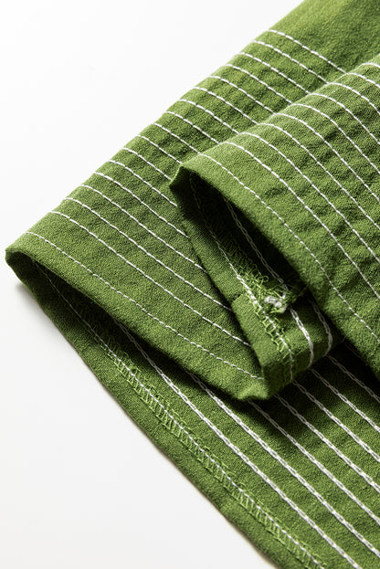 Jungle Green Mini Dress, Flowy Tiered V-Neck