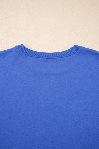 Red Varsity Sweatshirt Dress Cozy Pocketed Mini