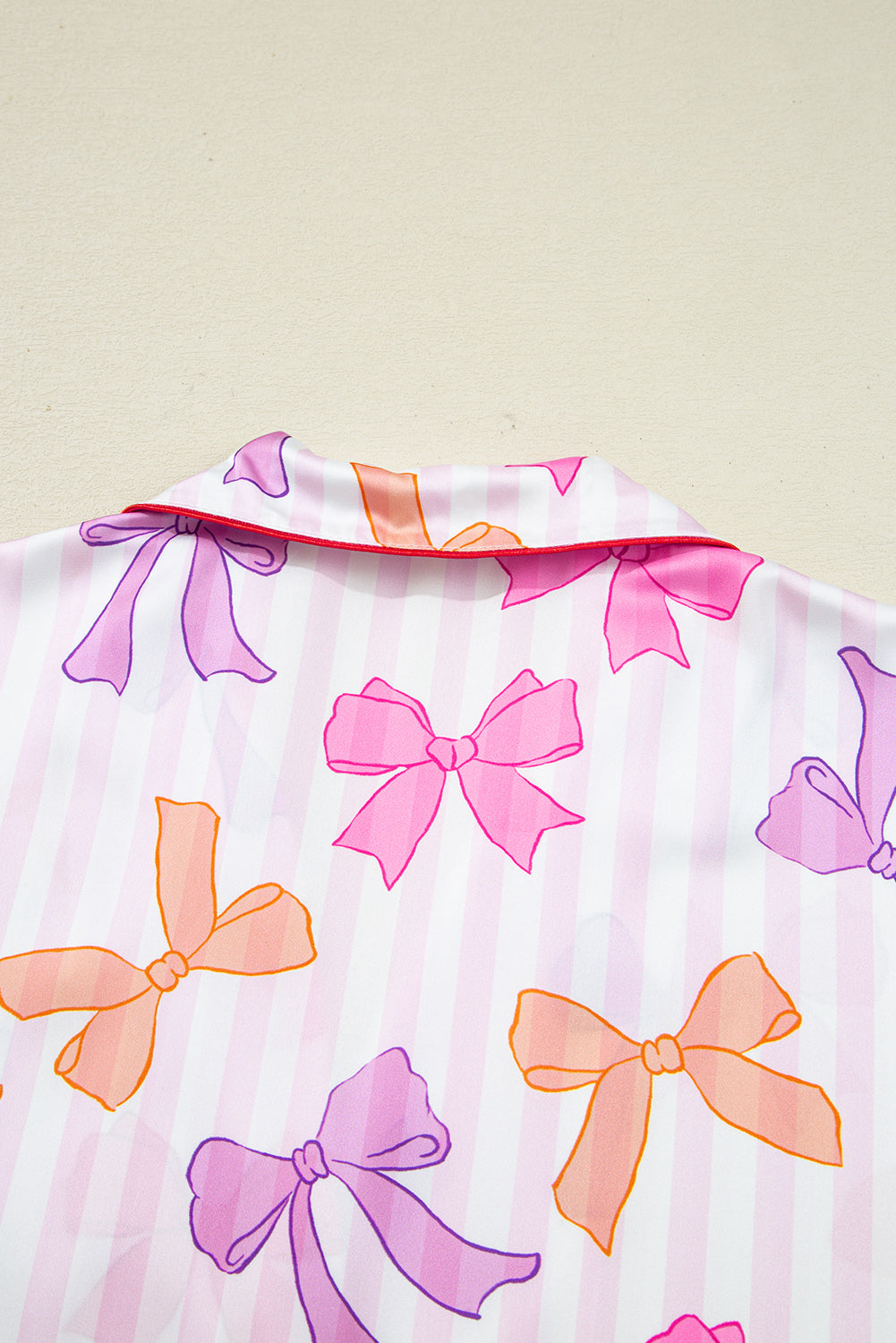 Womens Pink Bow Pajama Set For Comfort