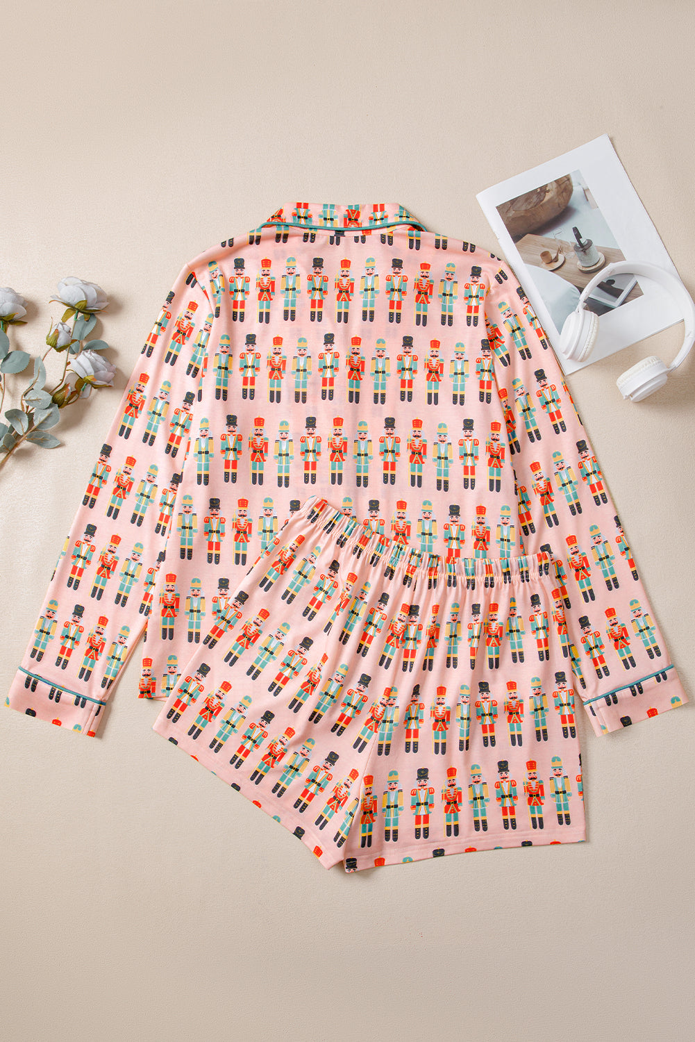 Pink Nutcracker Pajama Set For Women