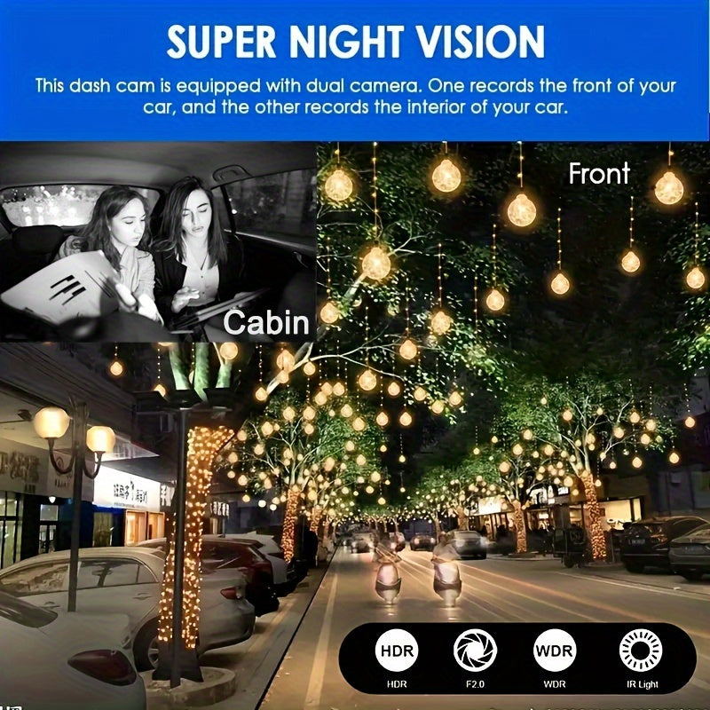 1080p Dual Dash Cam With Night Vision