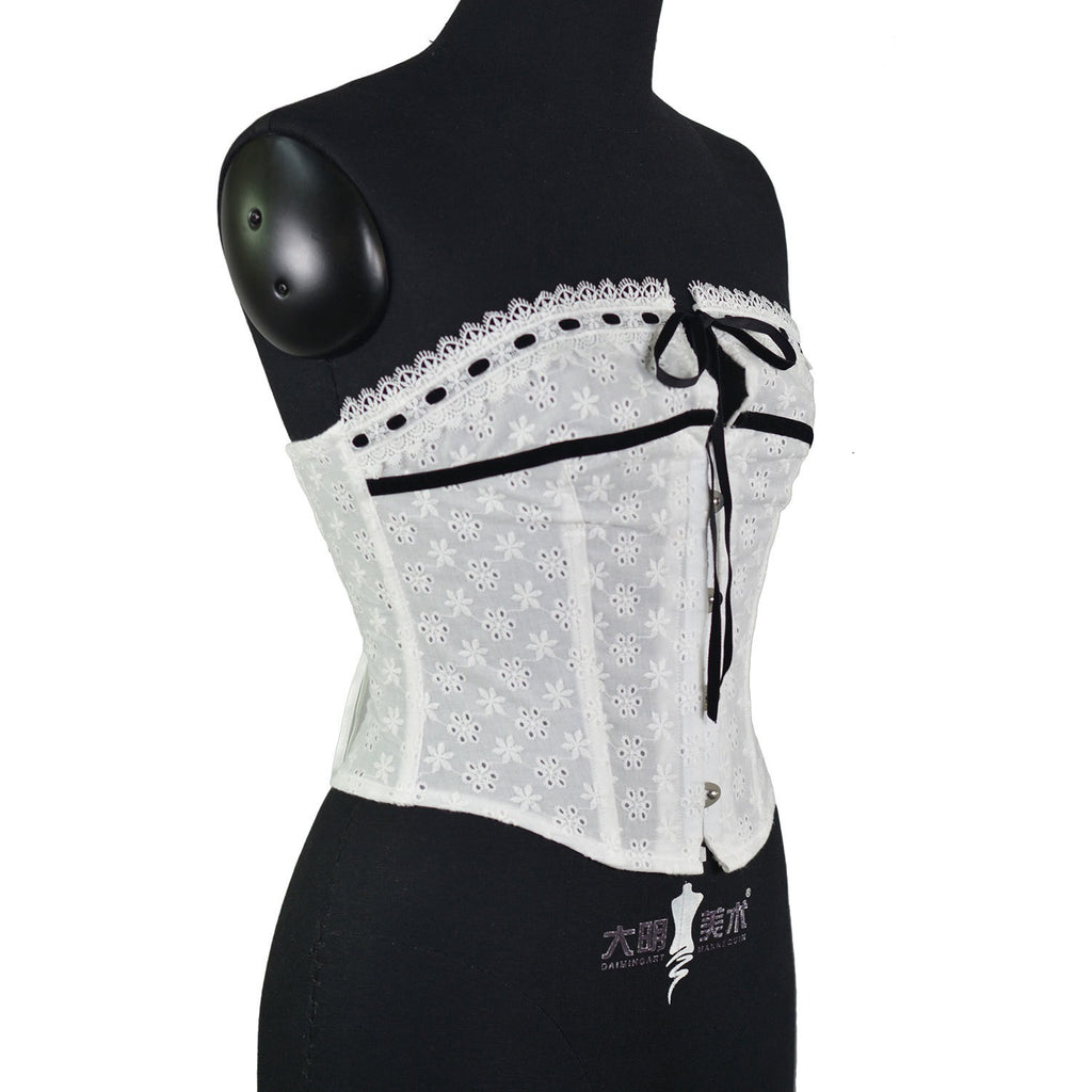White Corset Top with Lace Trim