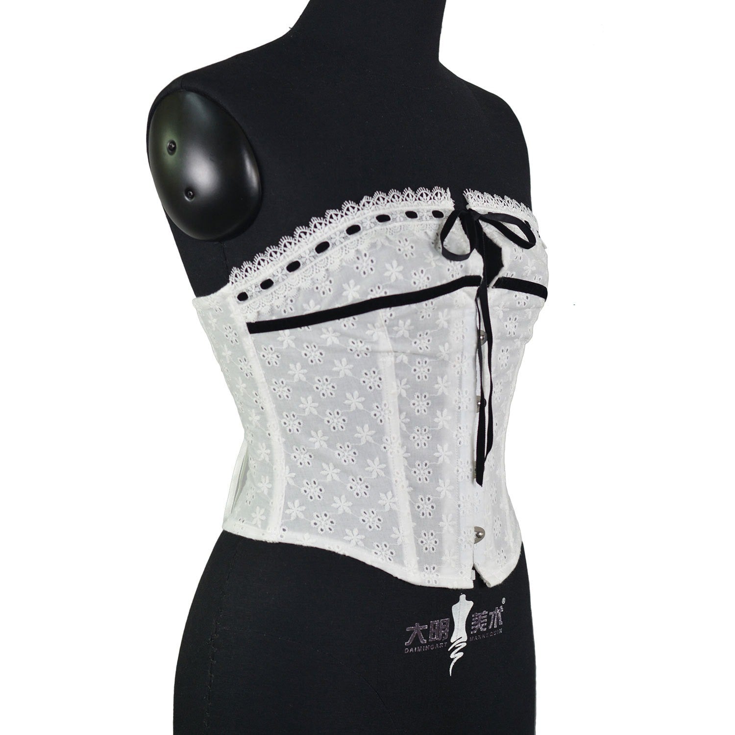 White Corset Top with Lace Trim