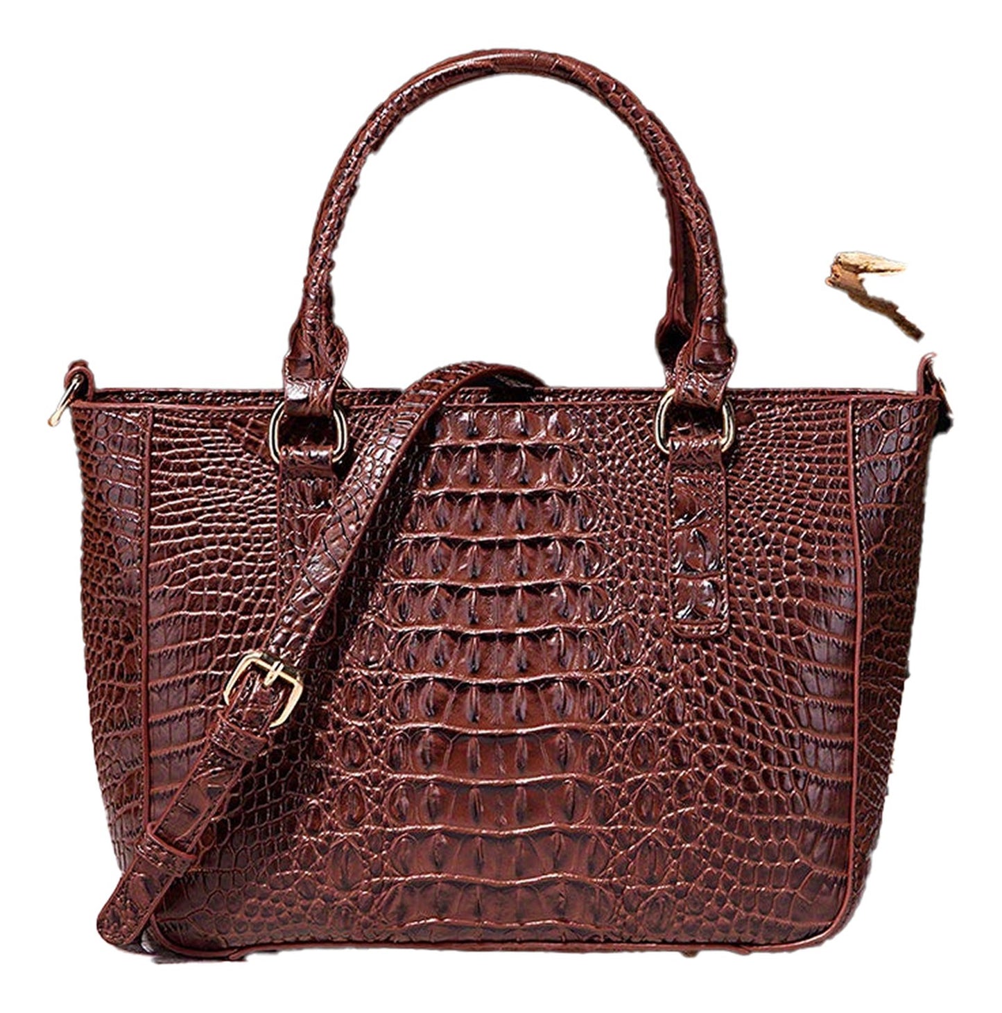 Crocodile Pattern Satchel Handbag Pink