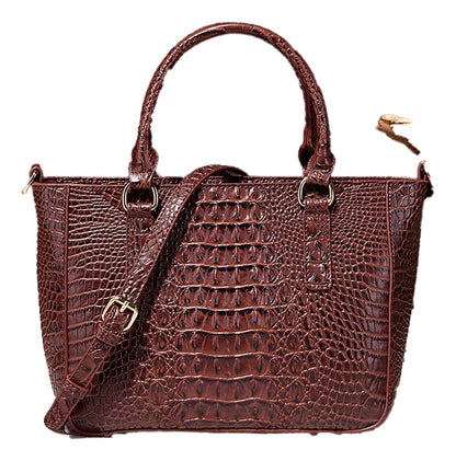 Crocodile Pattern Satchel Handbag Pink