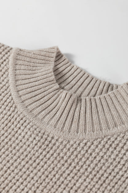 Gray Waffle Knit Sweater For Stylish Comfort