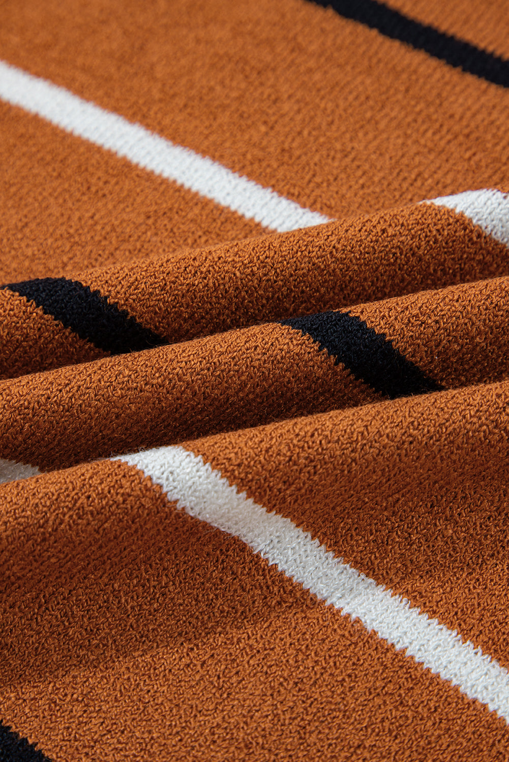 Brown Stripe Drop Shoulder Sweater