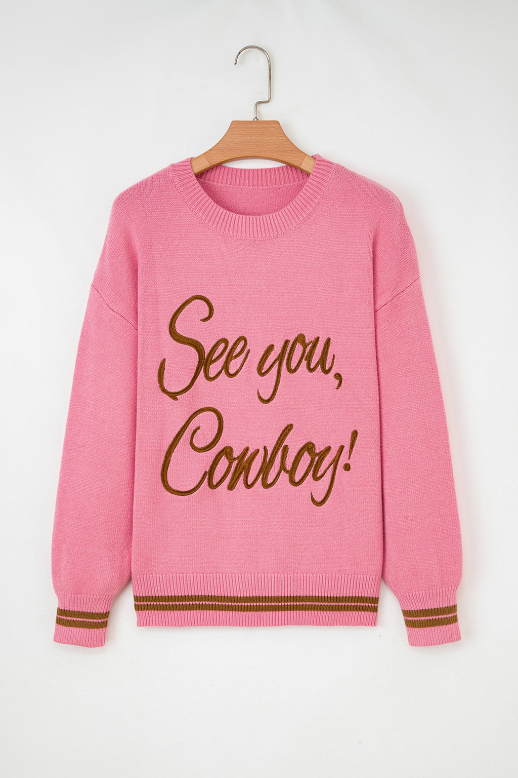 Peach Blossom Embroidered Western Sweater