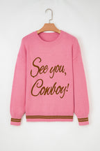 Peach Blossom Embroidered Western Sweater