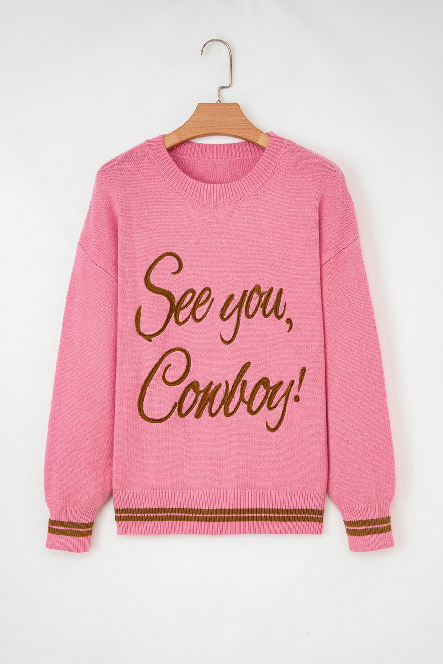 Peach Blossom Embroidered Western Sweater