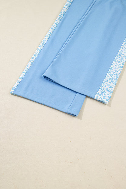 Blue Floral Lounge Set Women Cozy Comfort