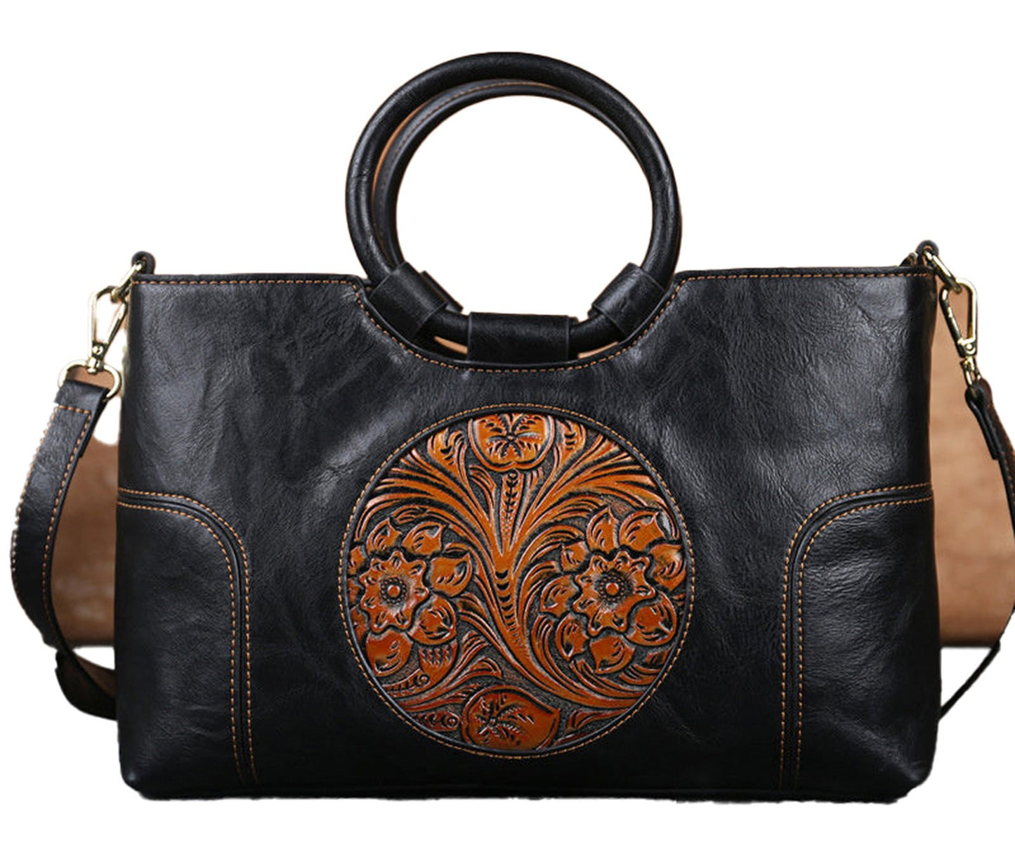 Vintage Flower Embossed Tote Bag