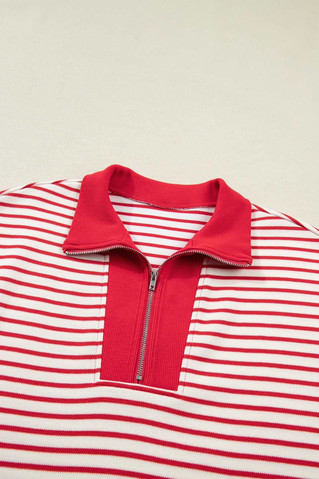 Green Stripe Quarter Zip Polo Collar T Shirt Dress with Pockets