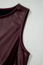 Vegan Leather Mini Dress Sleeveless A-Line