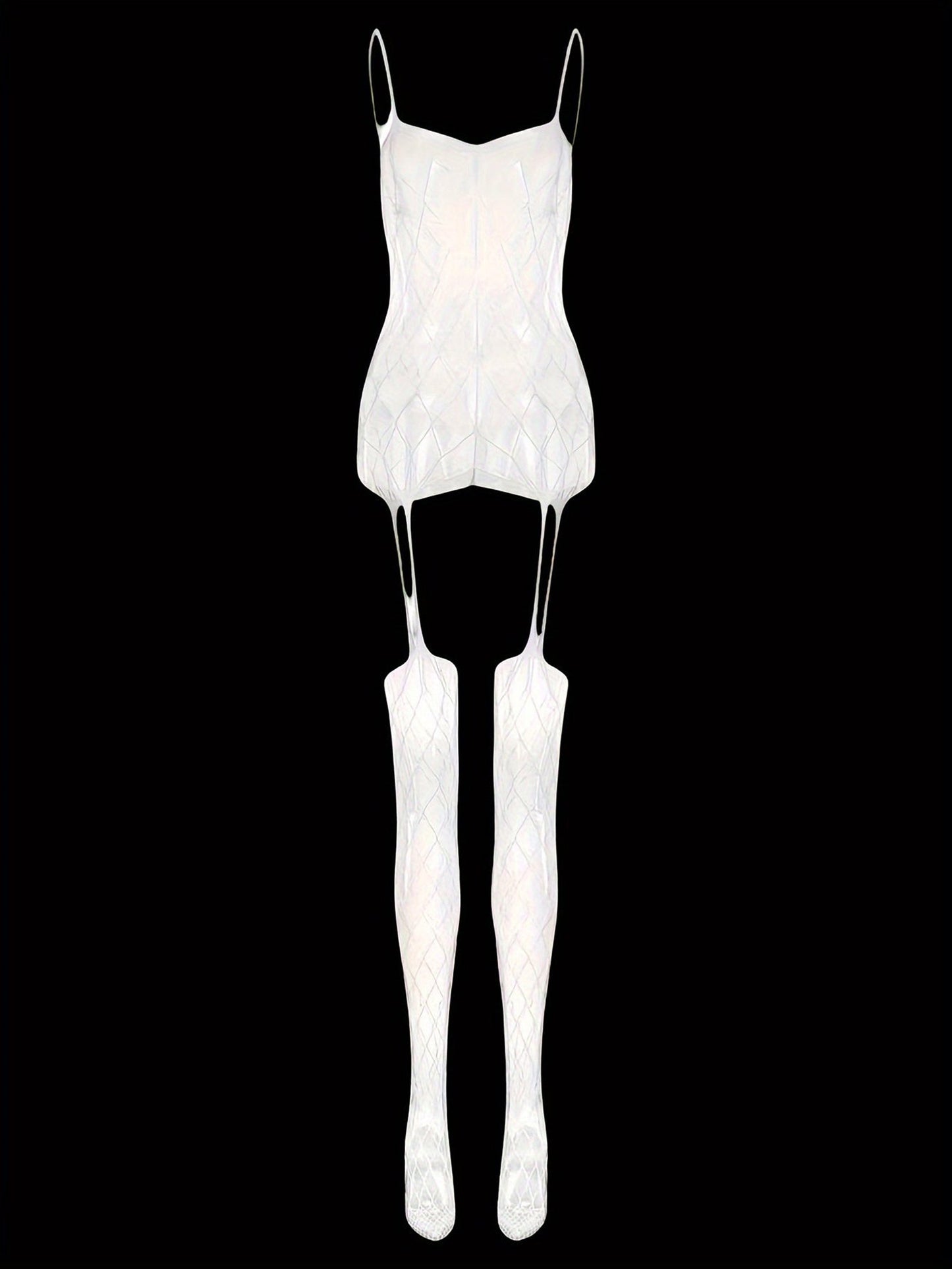 Luminous Fishnet Bodystocking - Open Crotch Women's Hot Lingerie &