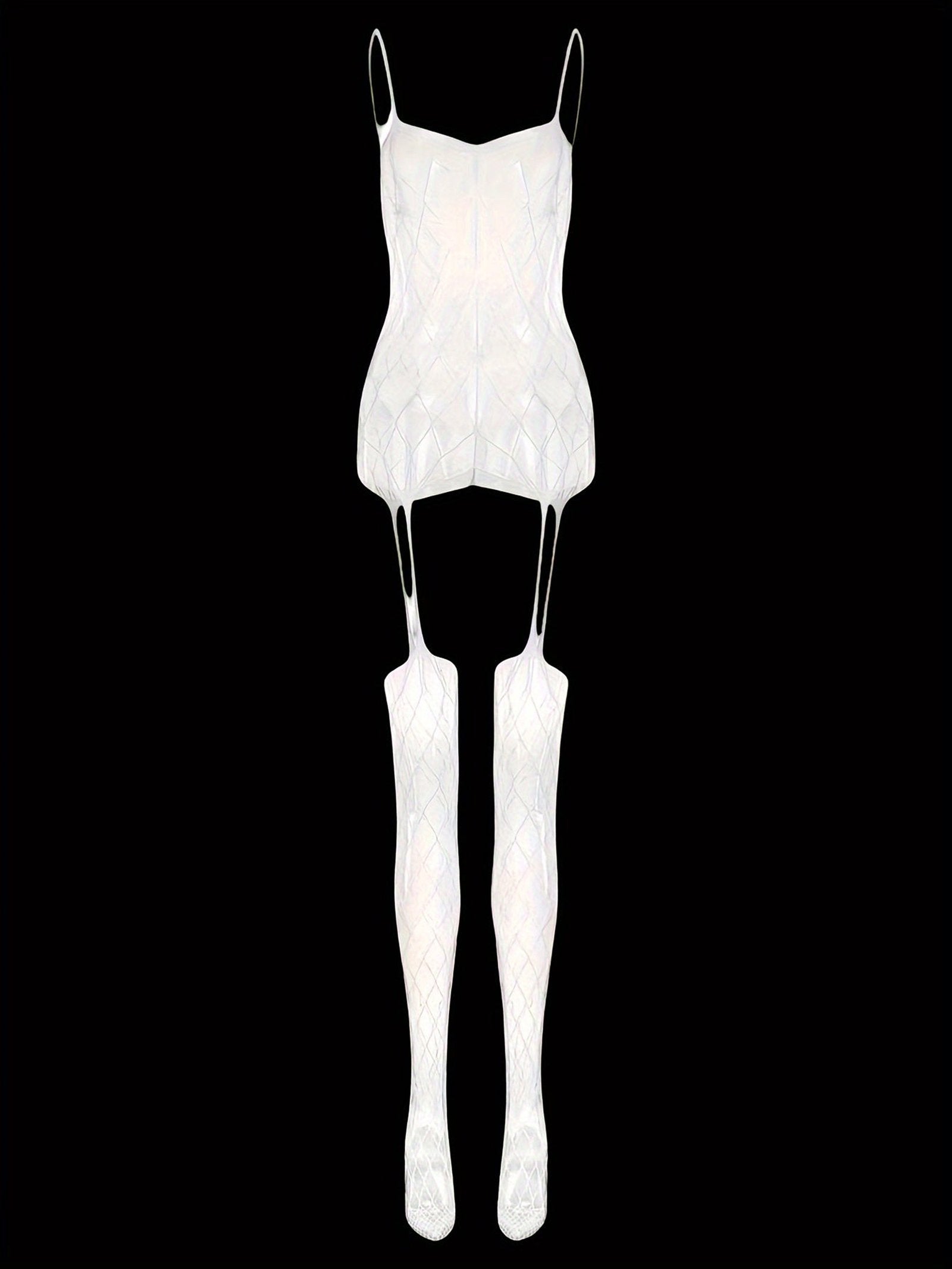 Luminous Fishnet Bodystocking - Open Crotch Women's Hot Lingerie &