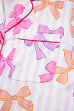 Womens Pink Bow Pajama Set For Comfort