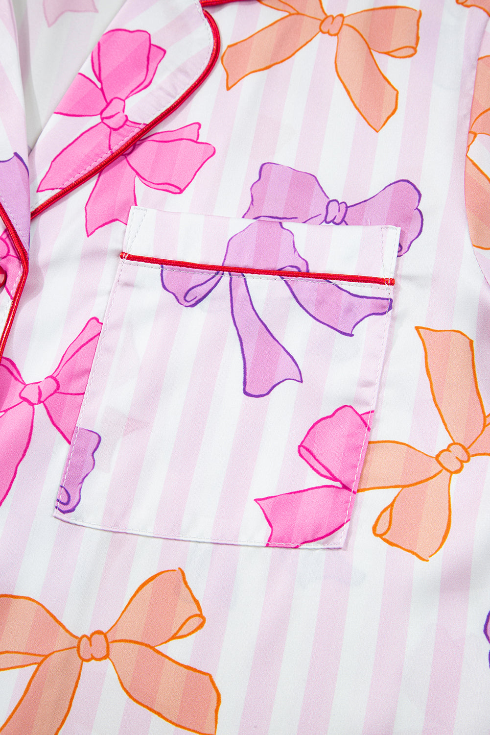 Womens Pink Bow Pajama Set For Comfort