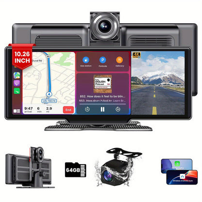Wireless Carplay Portable Car Stereo Dash Cam