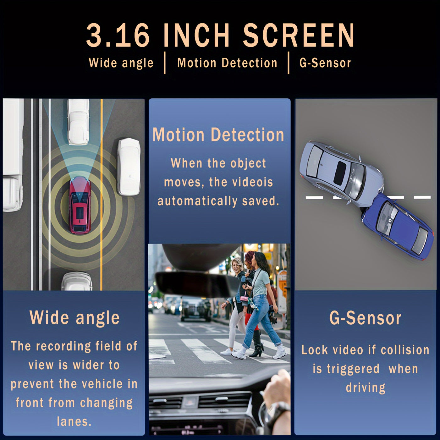 1080p Dual Camera Dash Cam With Night Vision