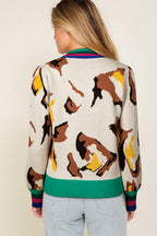 Apricot Animal Print Knit Sweater