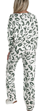 Beige Leopard Print Loungewear Set