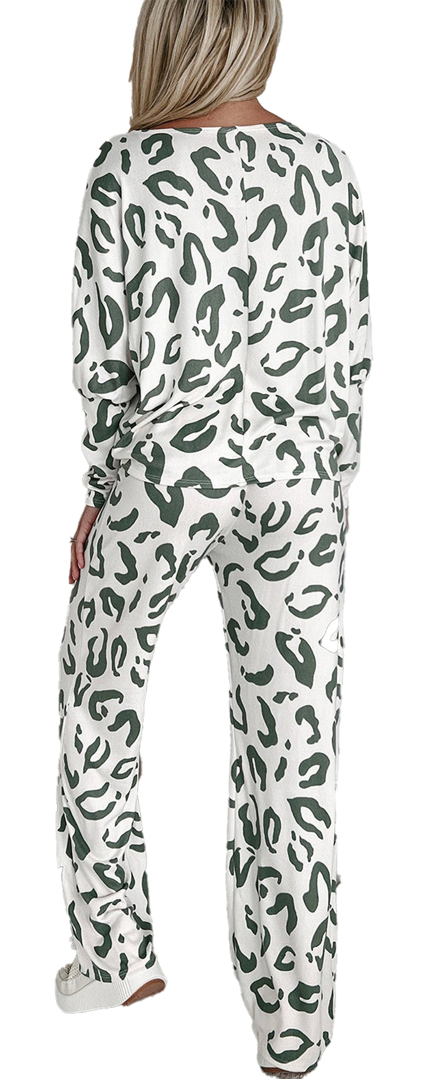 Beige Leopard Print Loungewear Set