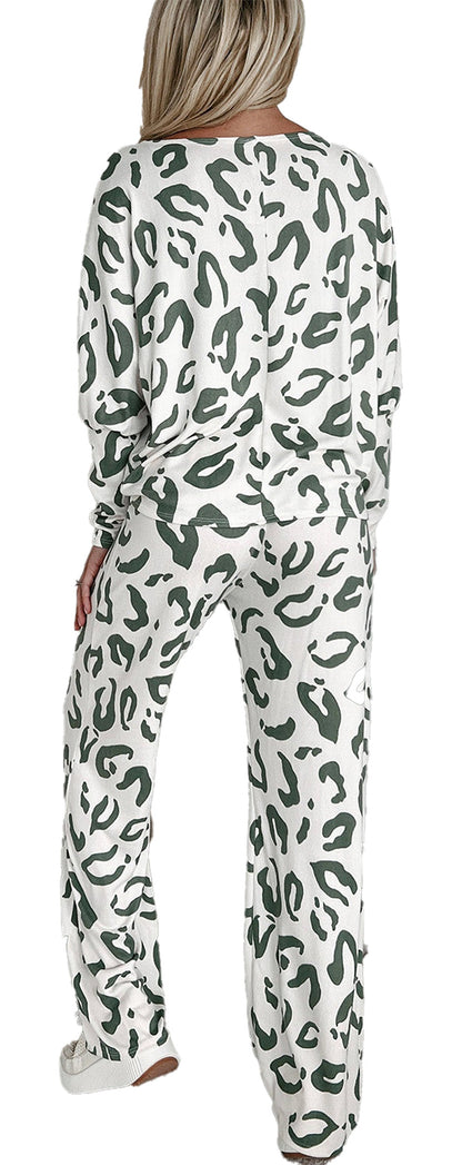 Beige Leopard Print Loungewear Set