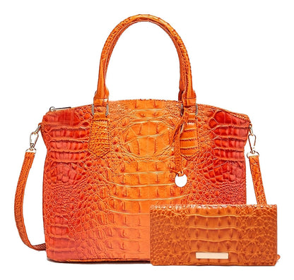 Crocodile Embossed Womens Handbag Chic Satchel