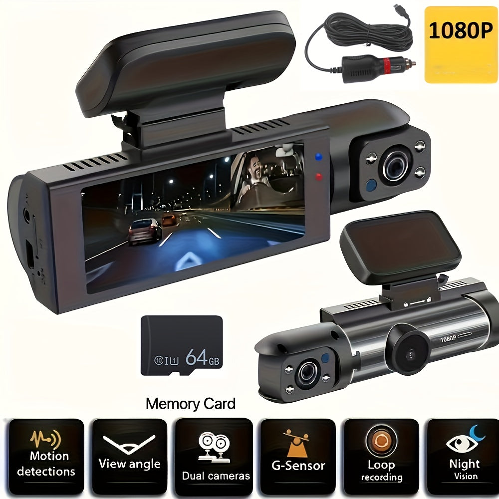 Dual Dash Cam With Night Vision 1080p