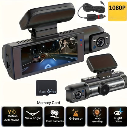Dual Dash Cam With Night Vision 1080p