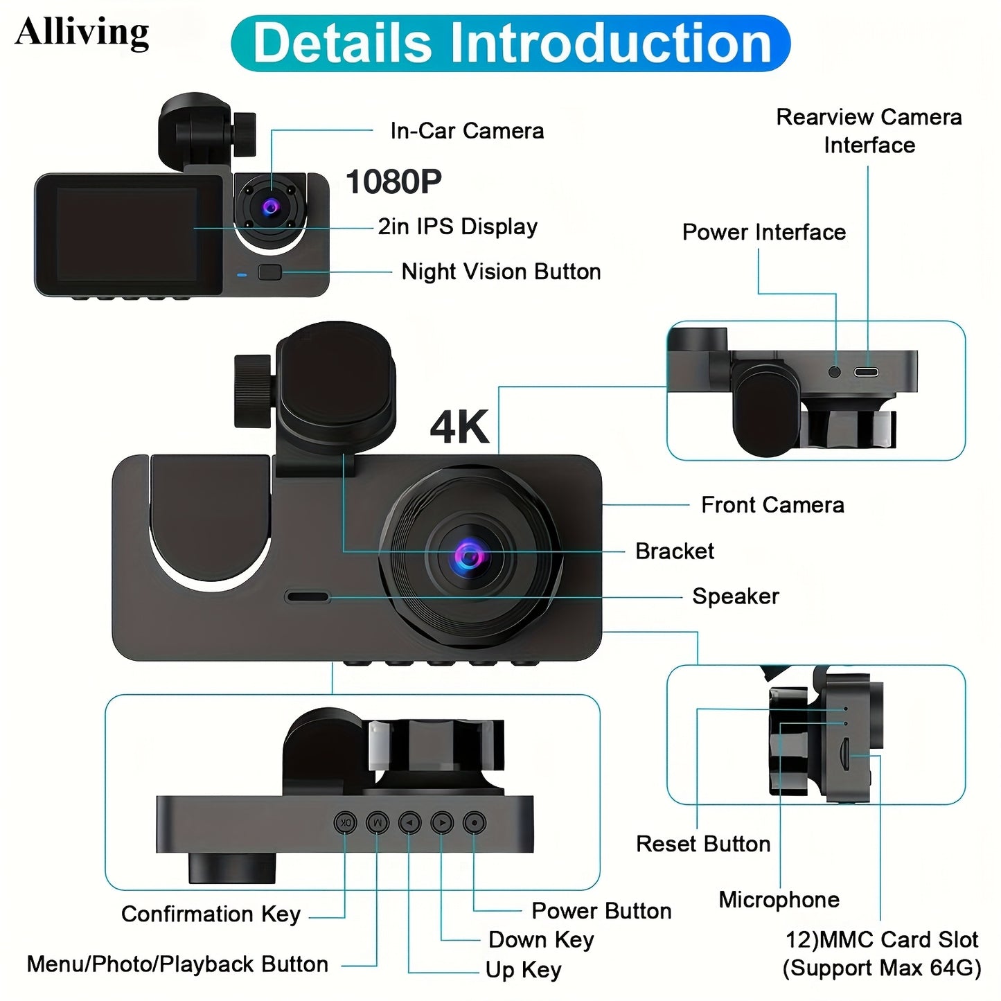 4k Front And Rear Dash Cam, Ultra Hd Recorder